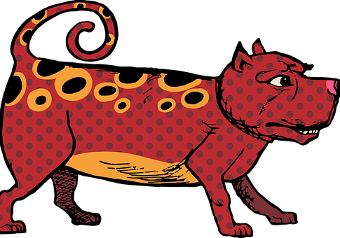 Stylized Red Tiger Illustration PNG Image