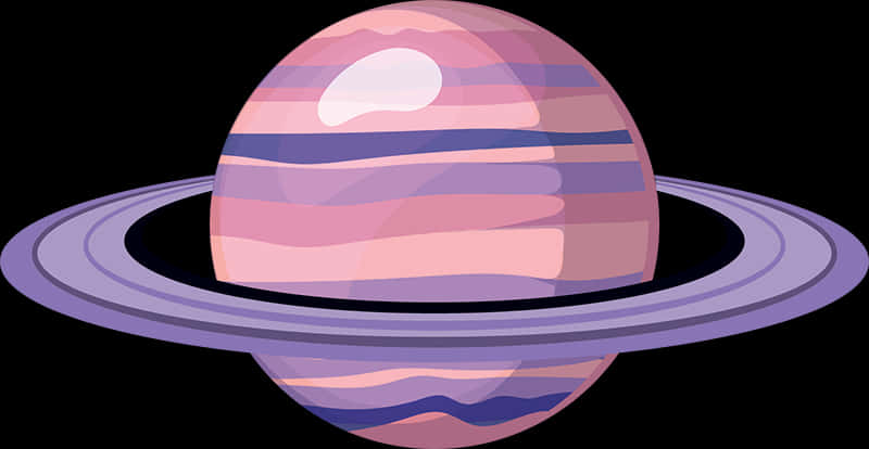 Stylized Ringed Planet Illustration PNG Image