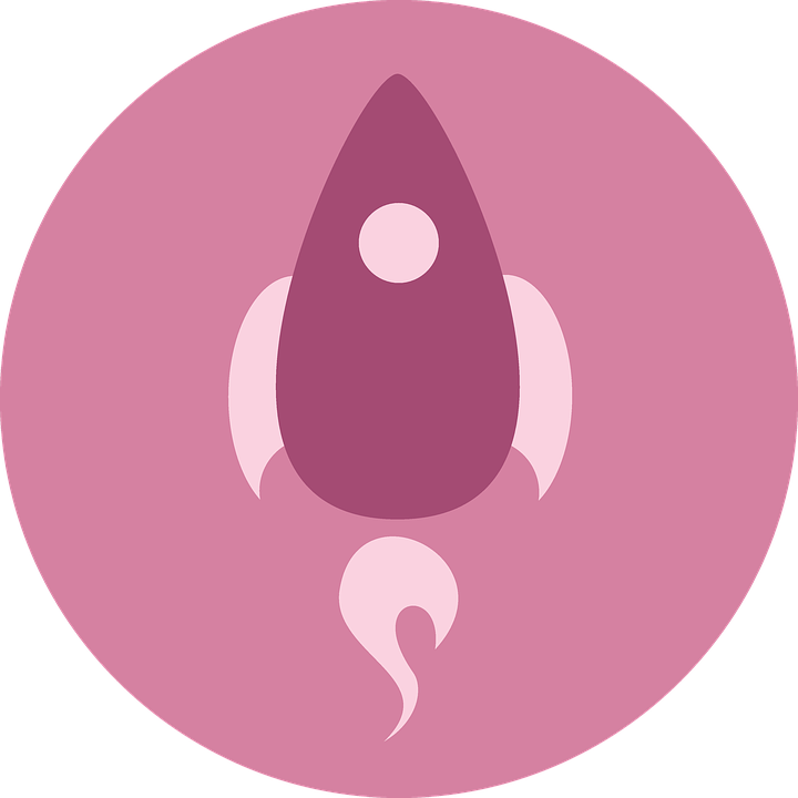 Stylized Rocket Icon Pink Background PNG Image