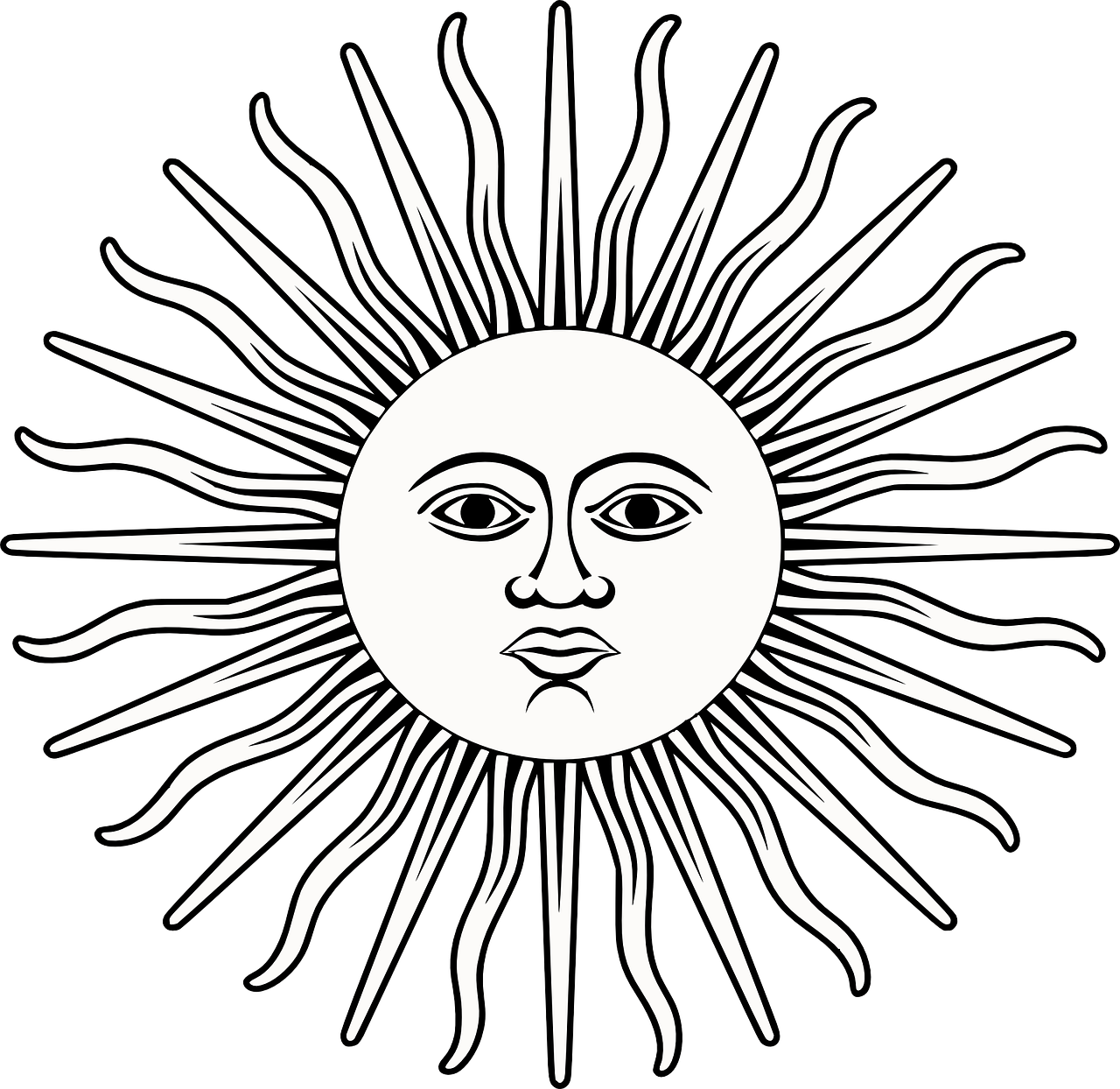 Stylized Sun Face Illustration PNG Image