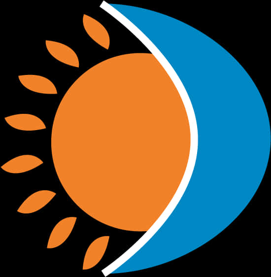 Stylized Sunand Moon Graphic PNG Image