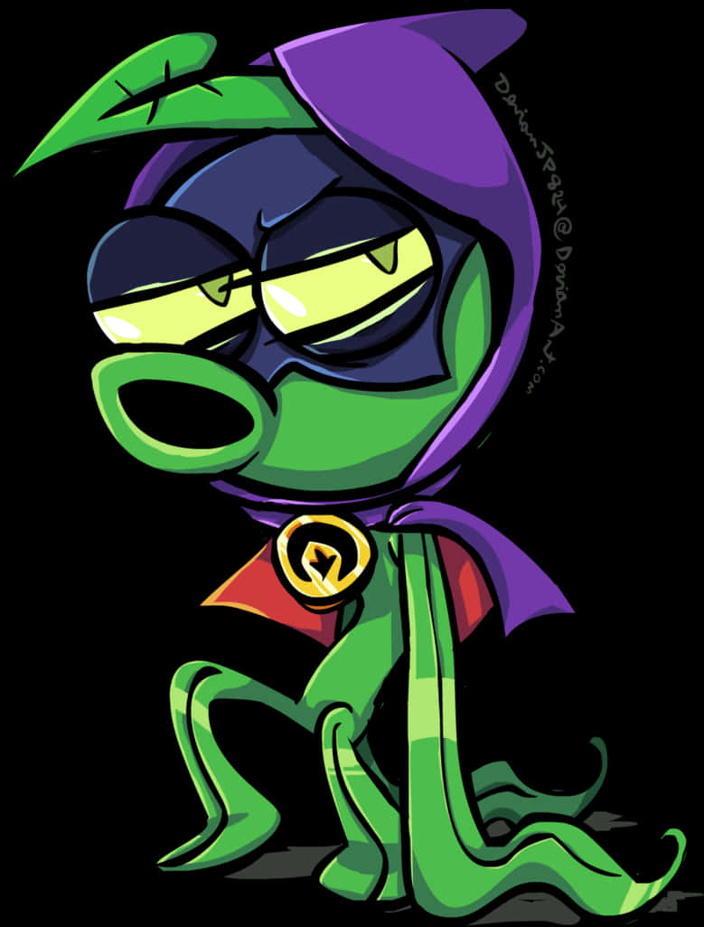 Stylized Superhero Frog Illustration PNG Image