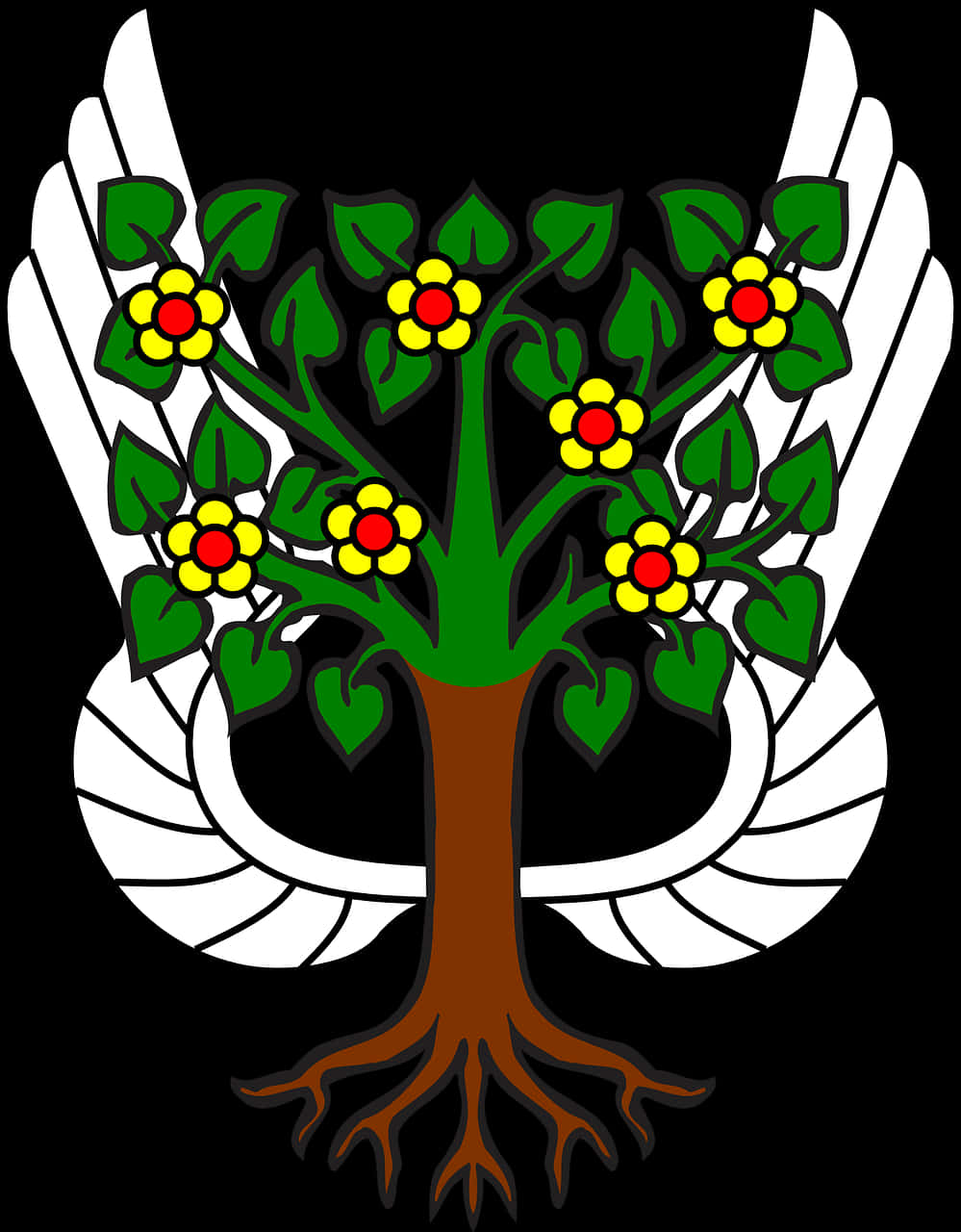 Stylized Treewith Rootsand Flowers PNG Image