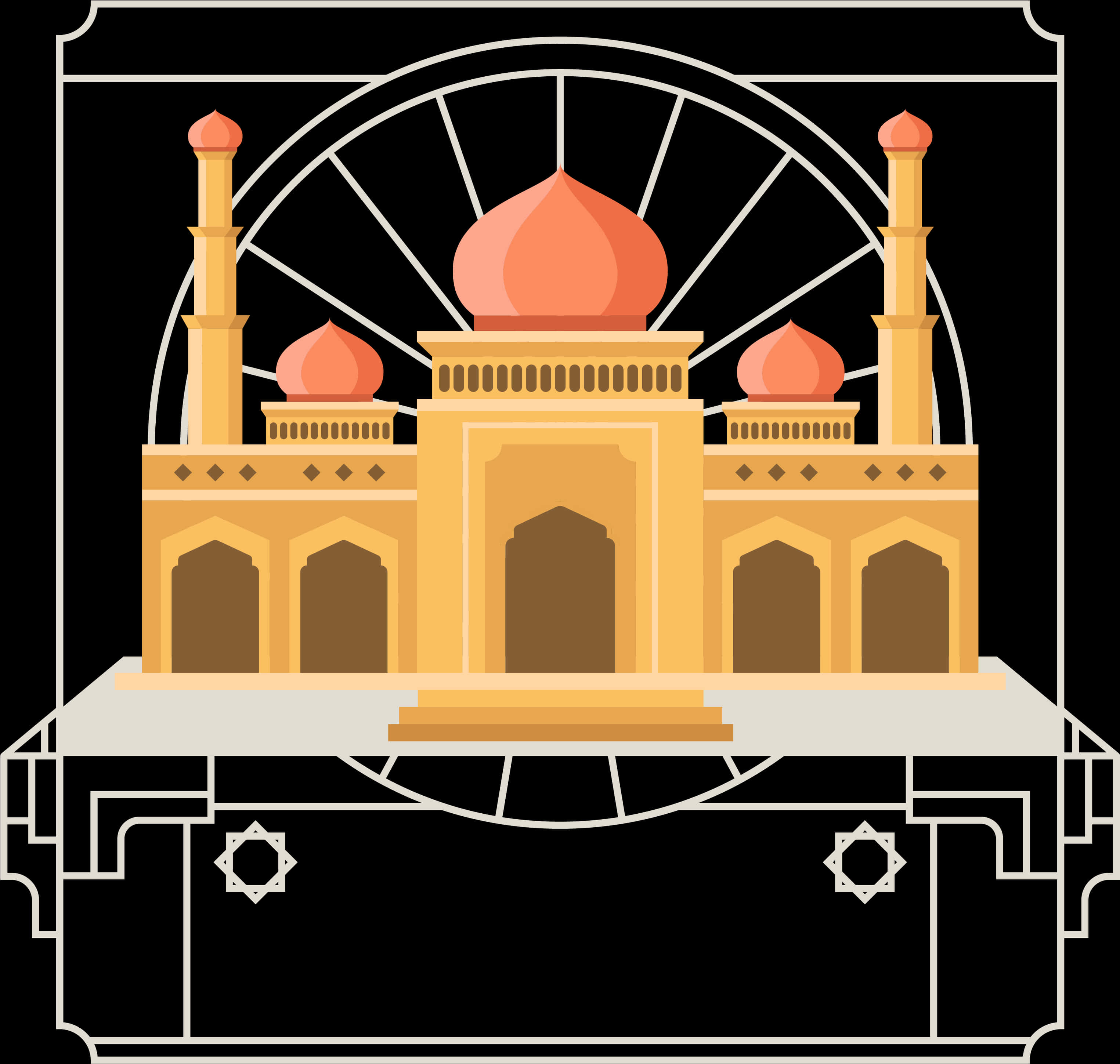 Stylized Vector Mosque Illustration PNG Image