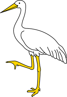 Stylized White Stork Illustration PNG Image