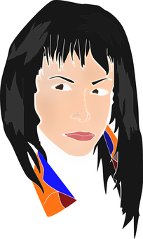 Stylized Woman Portrait Vector PNG Image