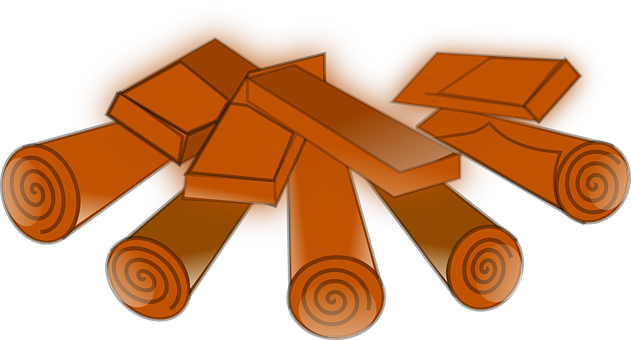 Stylized Wooden Logs Illustration PNG Image