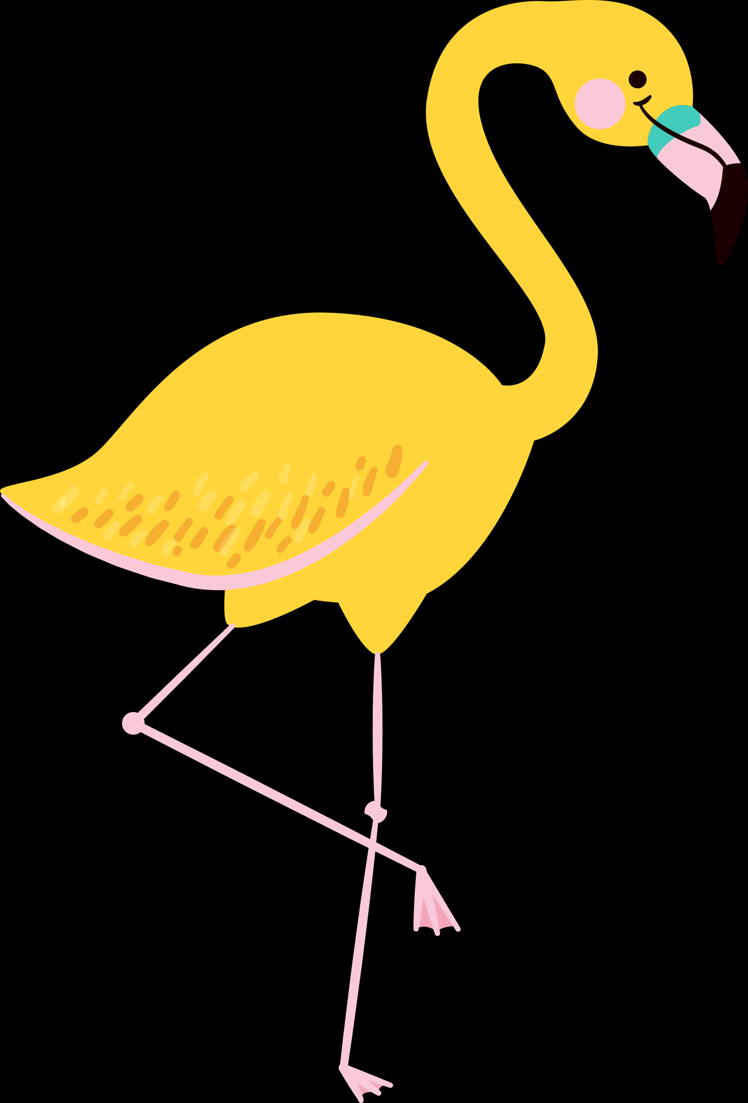 Stylized Yellow Flamingo Illustration PNG Image