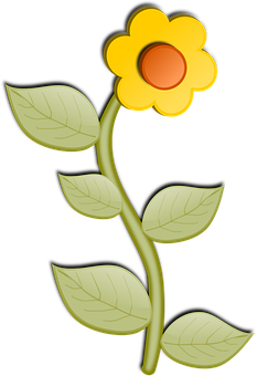 Stylized Yellow Flower Illustration PNG Image