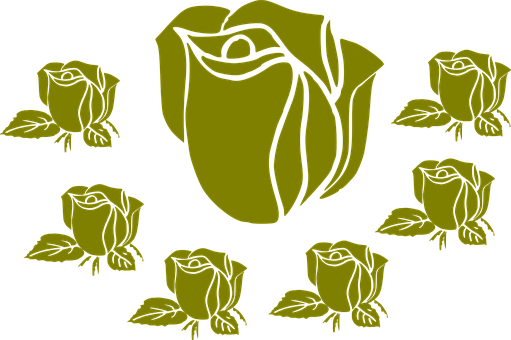 Stylized Yellow Roses Graphic PNG Image