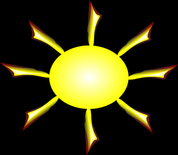 Stylized Yellow Sun Graphic PNG Image