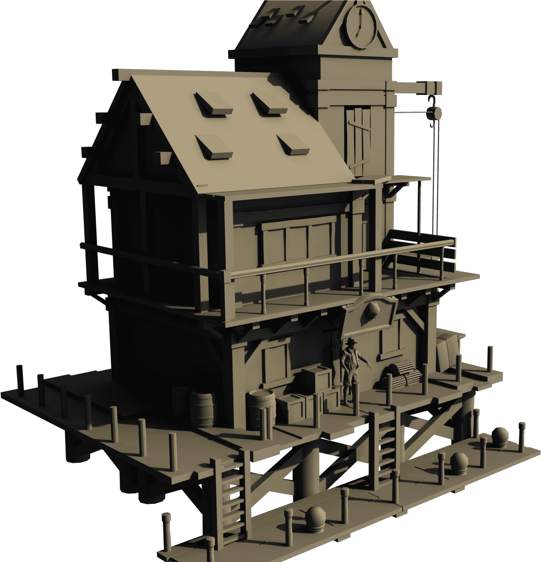 Stylized3 D Modelof Wooden House PNG Image