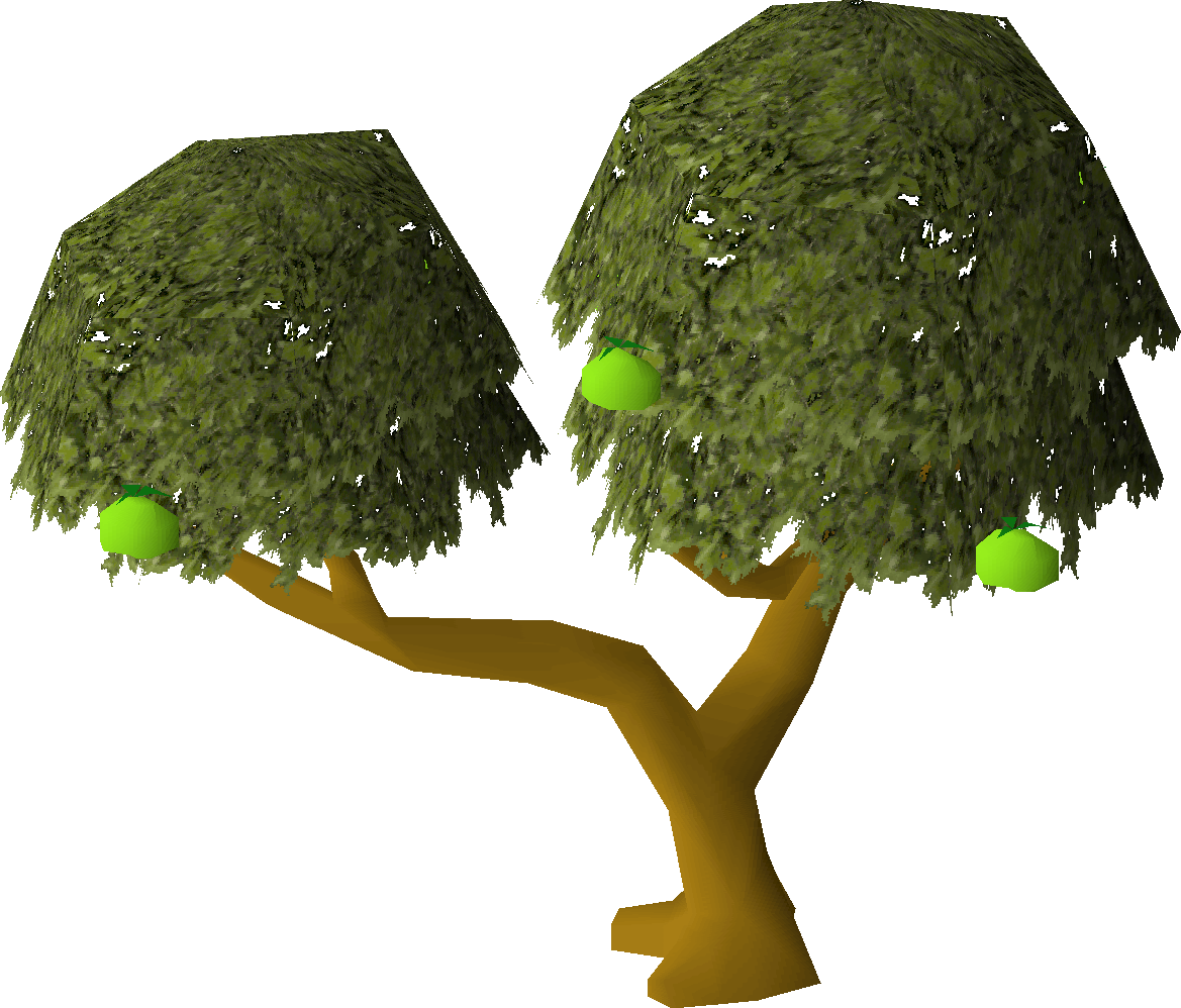 Stylized3 D Trees With Green Apples PNG Image