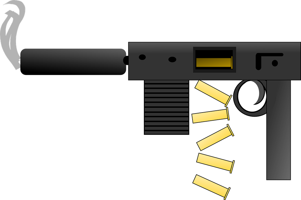 Submachine Gun Vector Illustration PNG Image