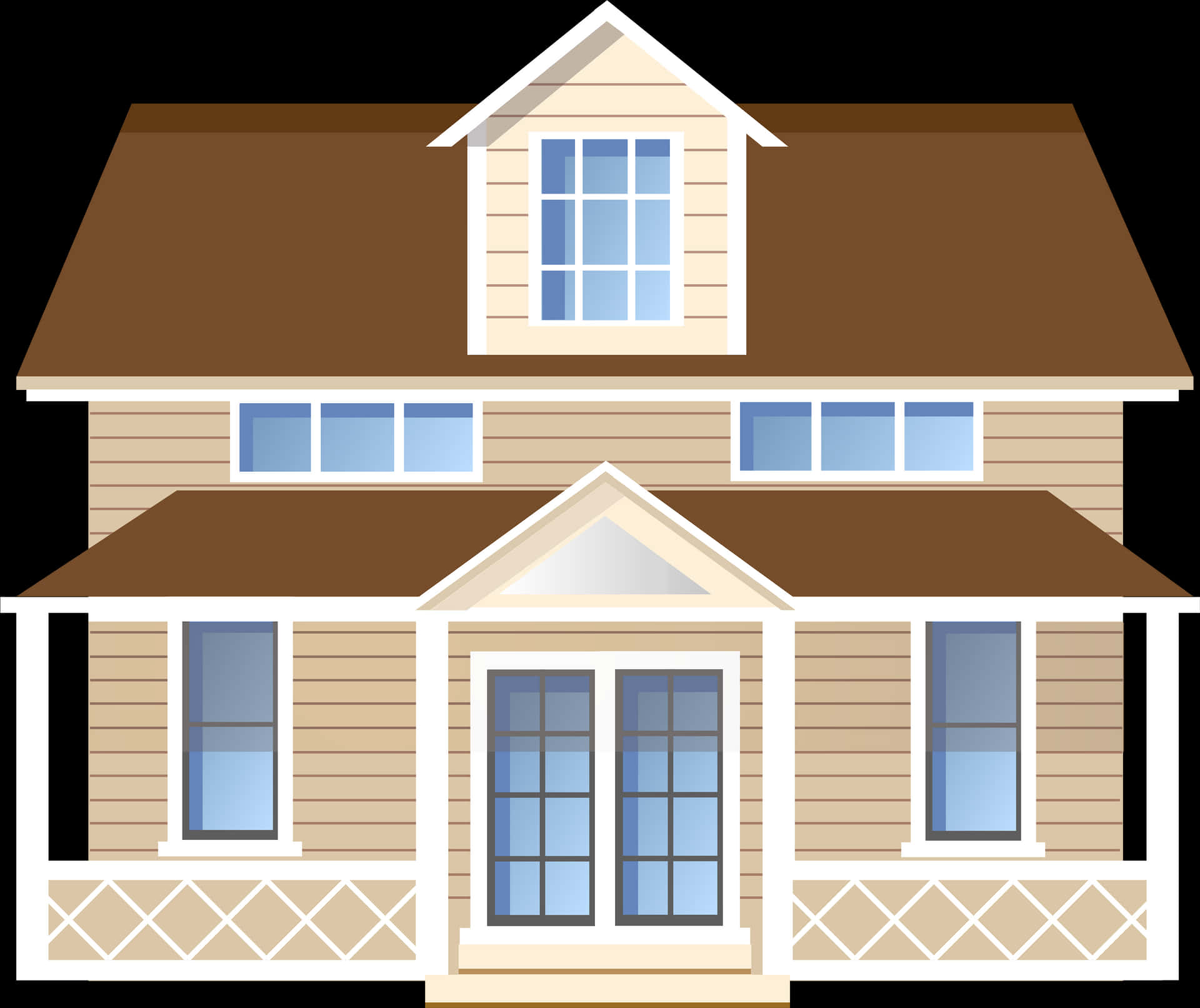 Suburban House Vector Illustration PNG Image