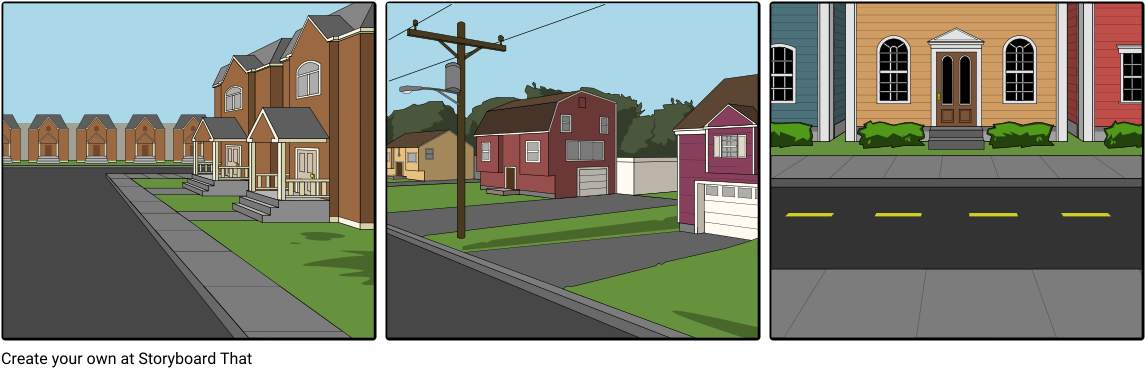 Suburban Street Storyboard Panels PNG Image