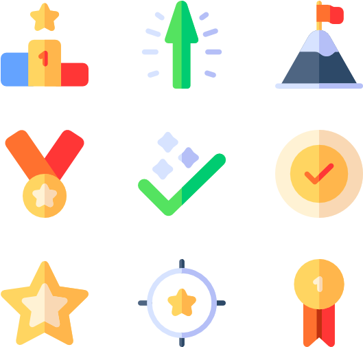 Success Achievement Icons Set PNG Image