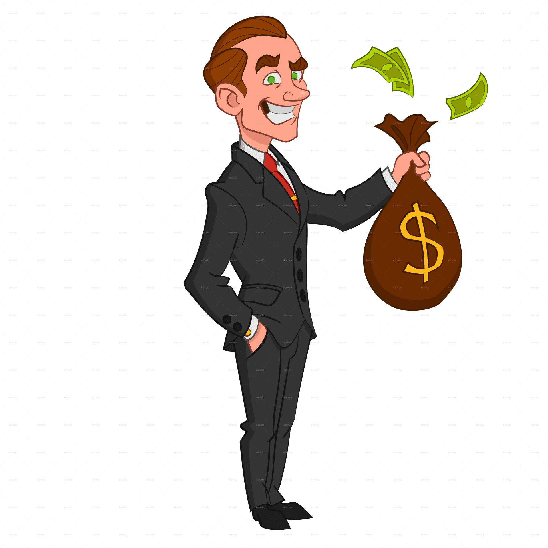 Successful Businessman Holding Money Bag PNG Image