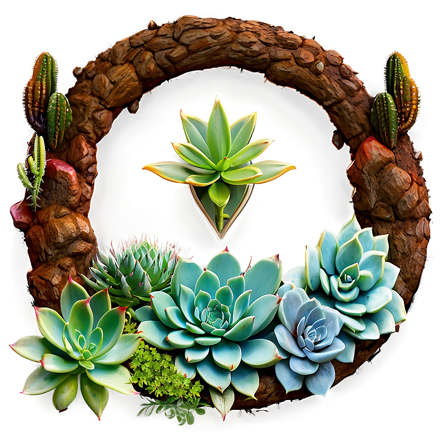 Succulent Garden Wreath Png Sxr PNG Image