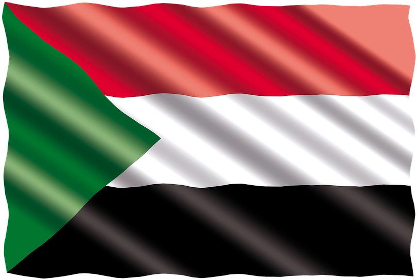 Sudanese National Flag Waving PNG Image