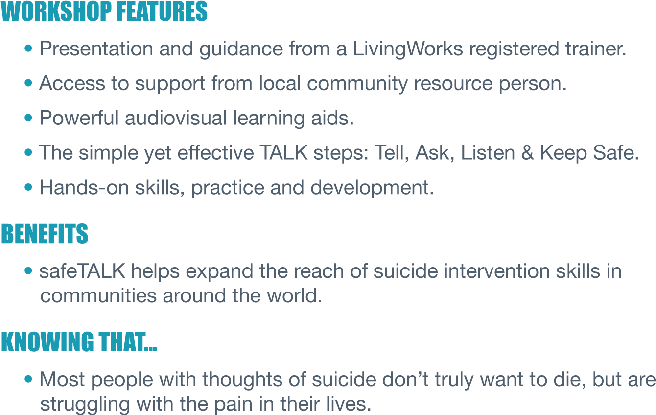 Suicide Prevention Workshop Featuresand Benefits PNG Image