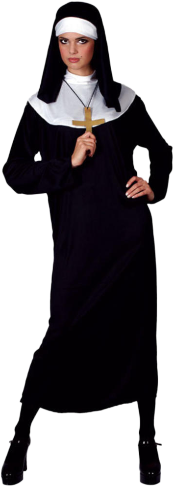 Sultry Nun Costume Pose PNG Image