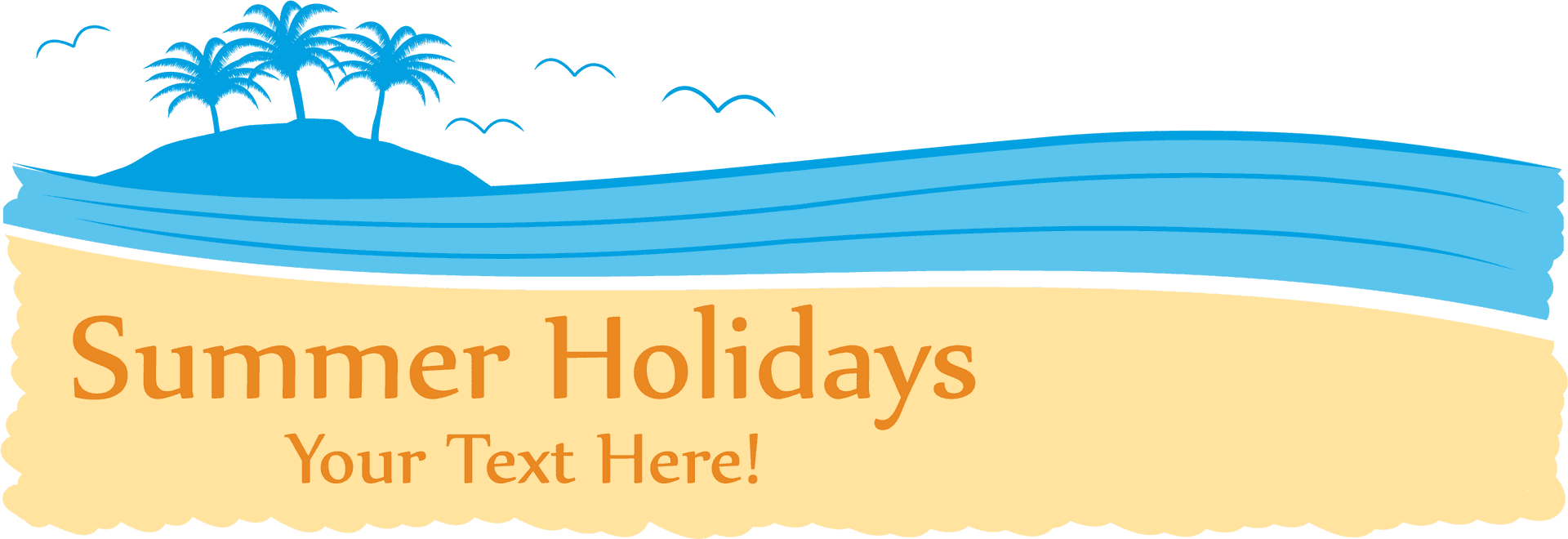 Summer Holidays Banner Island Theme PNG Image