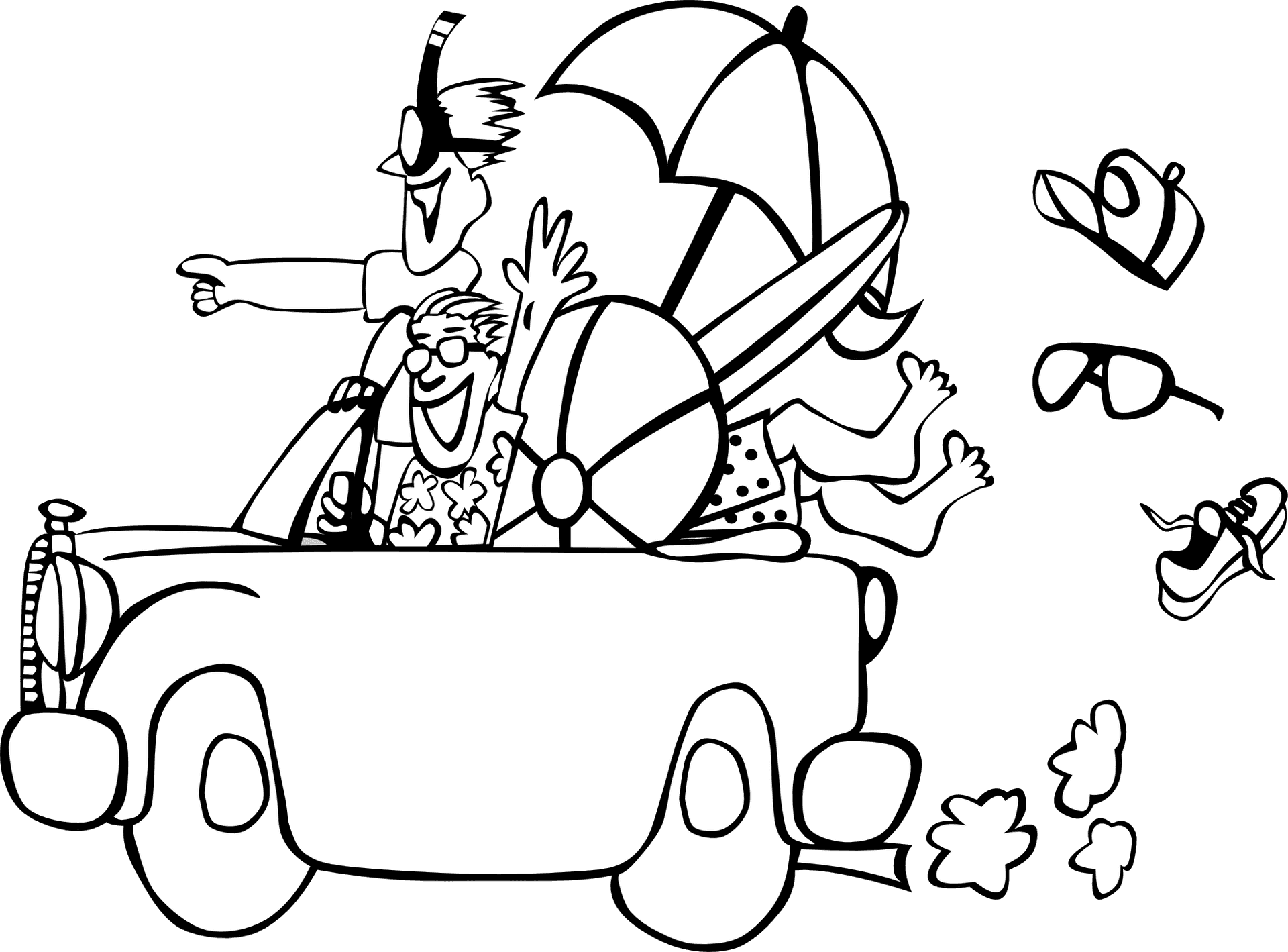 Summer Vacation Car Ride Clipart PNG Image