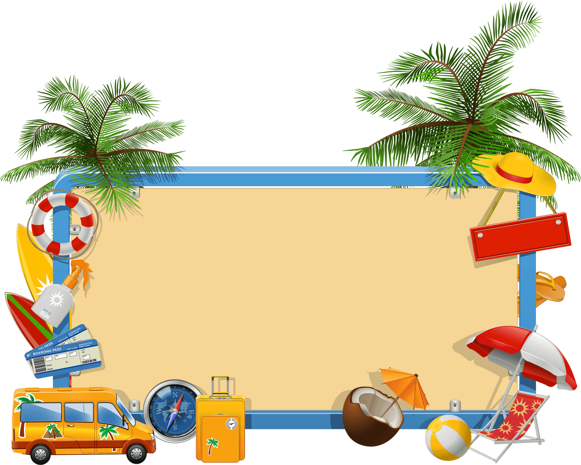 Summer Vacation Frame Template PNG Image