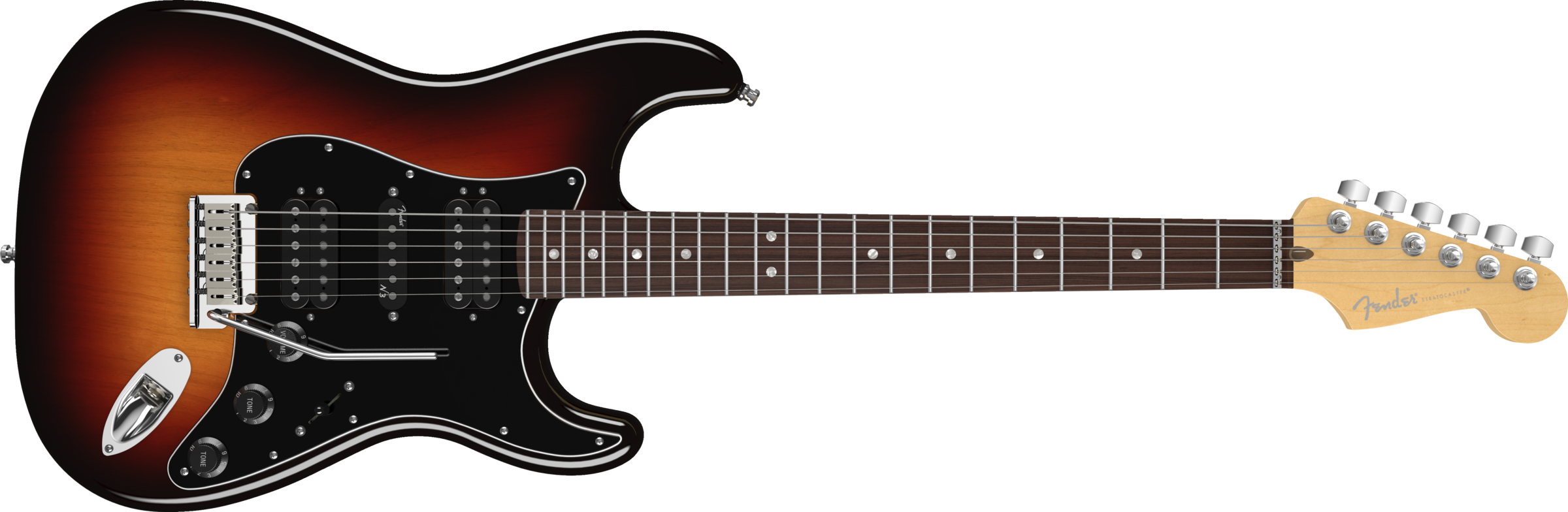 Sunburst Electric Guitar Fender Stratocaster PNG Image