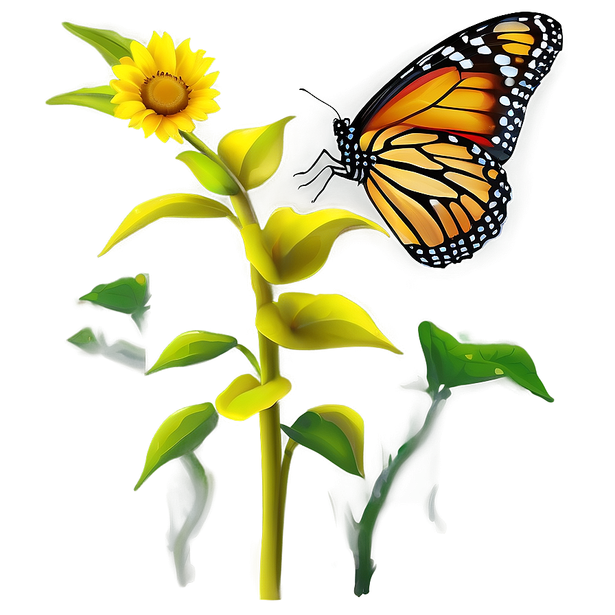 Sunflower And Butterfly Png 05032024 PNG Image