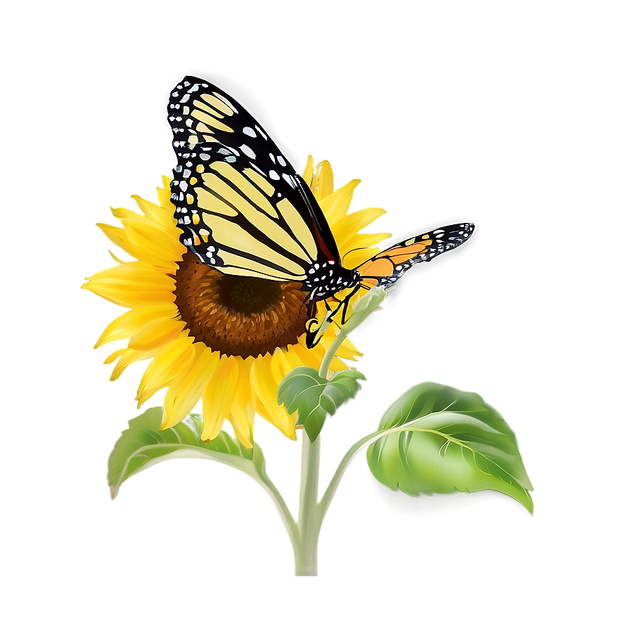 Sunflower And Butterfly Png 05032024 PNG Image