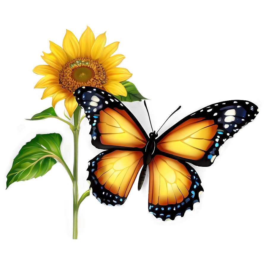 Sunflower And Butterfly Png 05252024 PNG Image