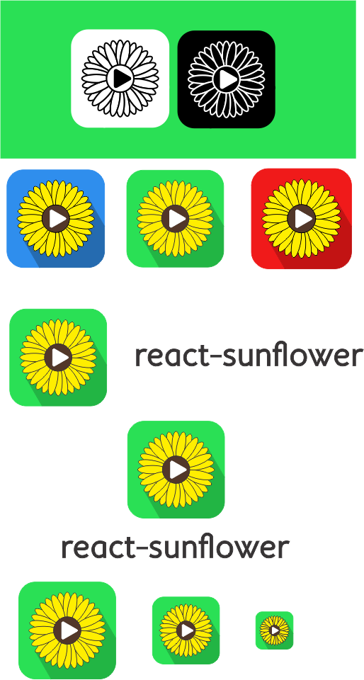 Sunflower App Icon Variations PNG Image