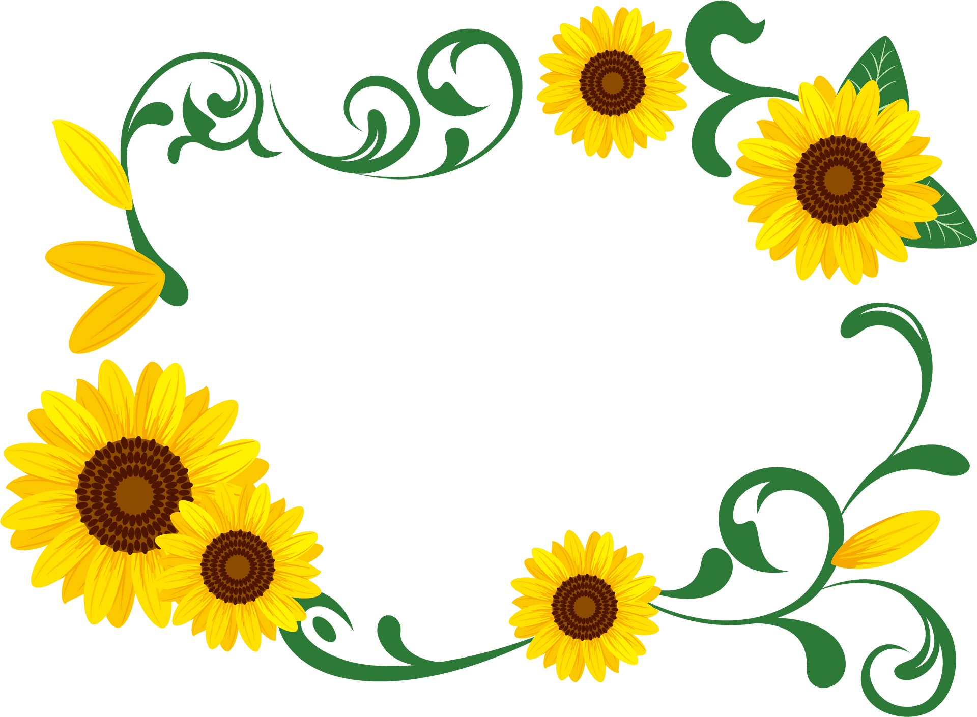 Sunflower Frame Clipart PNG Image