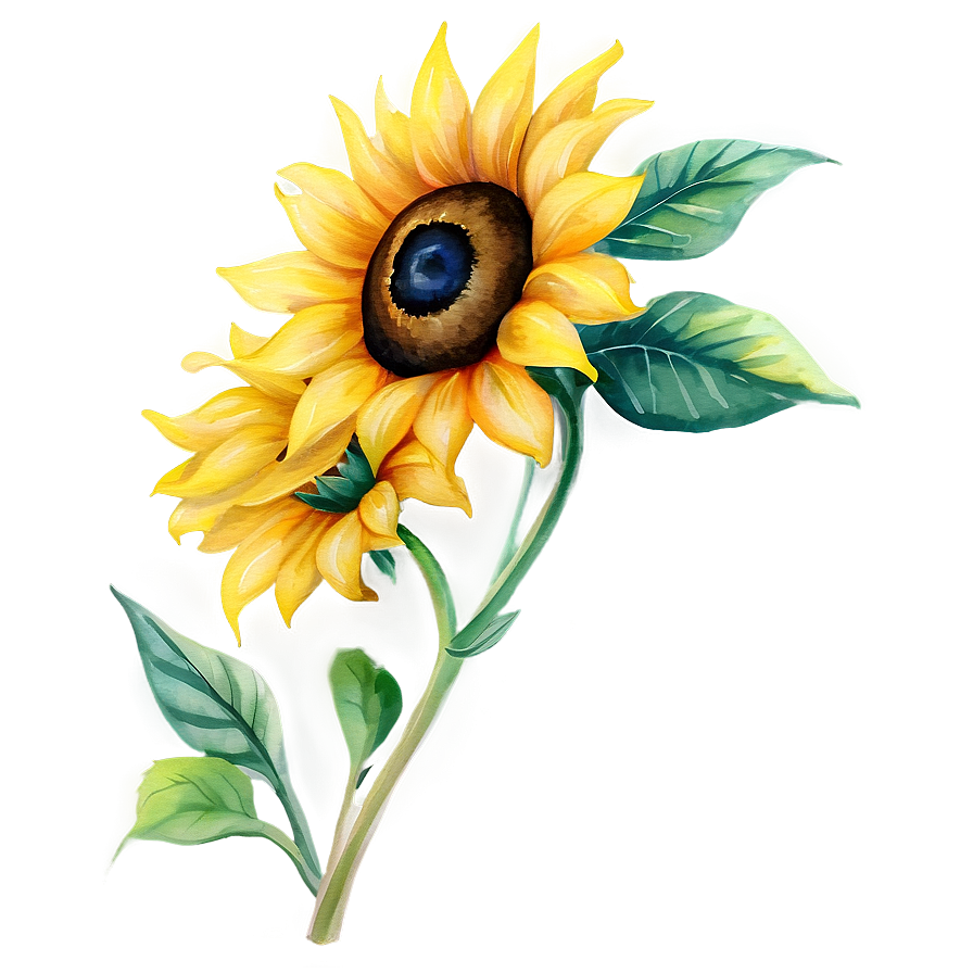 Sunflower Watercolor D PNG Image