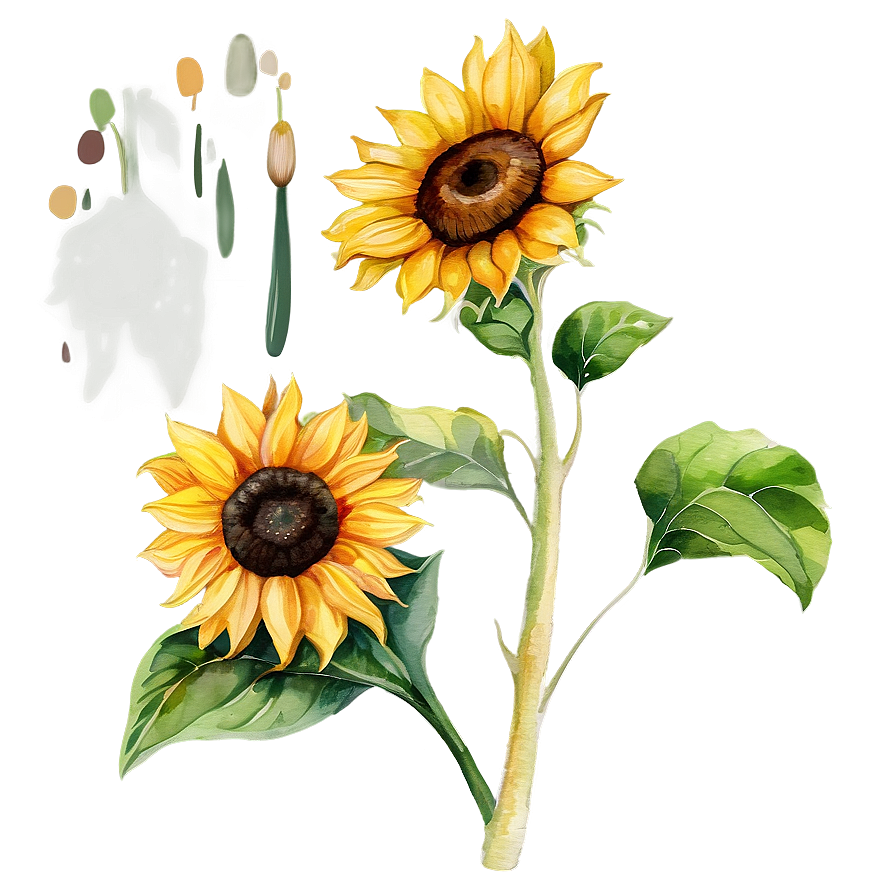 Sunflower Watercolor Illustration Png Jfa36 PNG Image