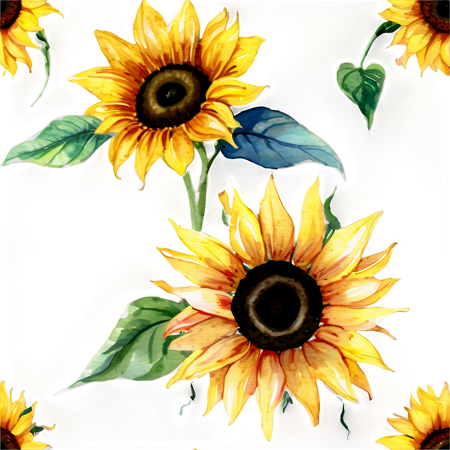 Sunflower Watercolor Seamless Pattern Png Hbb PNG Image