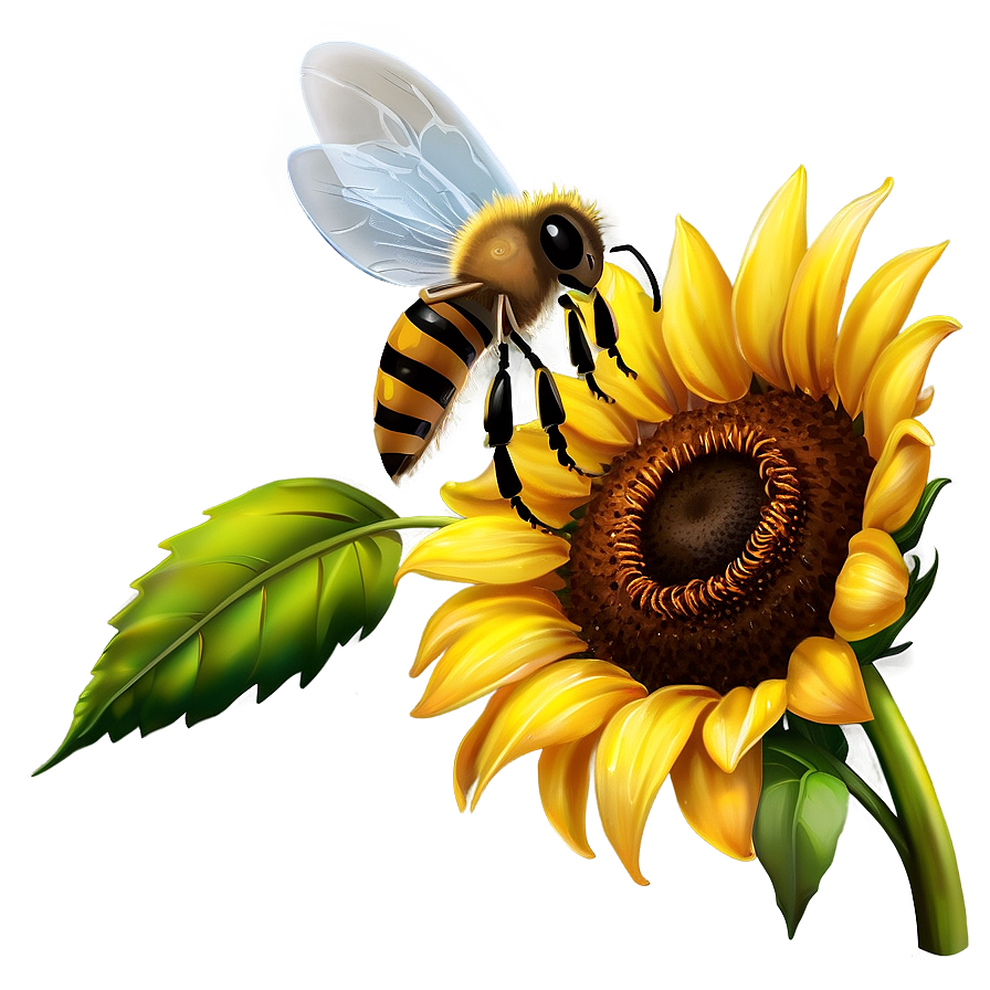 Sunflower With Bees Png 05032024 PNG Image