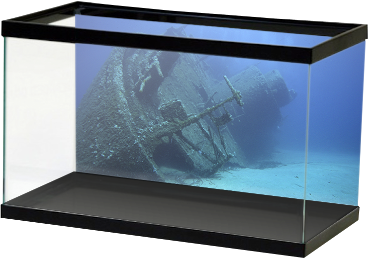 Sunken Ship Aquarium Decoration PNG Image