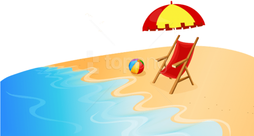 Sunny Beach Vacation Clipart PNG Image