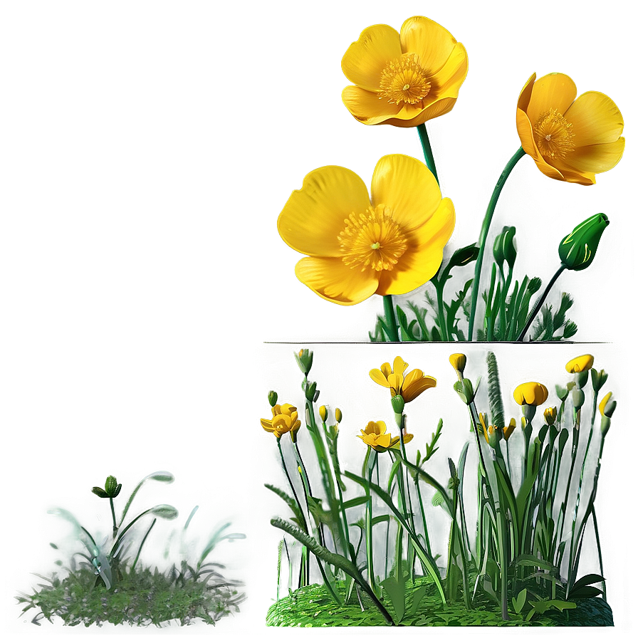 Sunny Buttercup Field Png 06252024 PNG Image