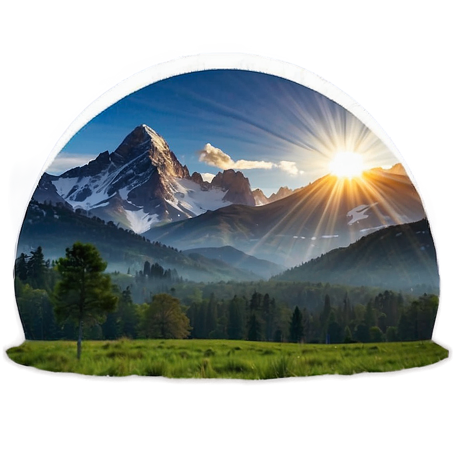 Sunrays And Mountains Landscape Png Edb65 PNG Image