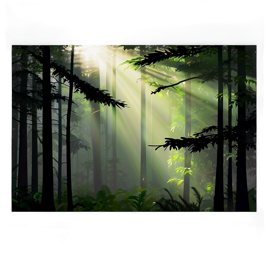 Sunrays In Misty Forest Png Jcd PNG Image