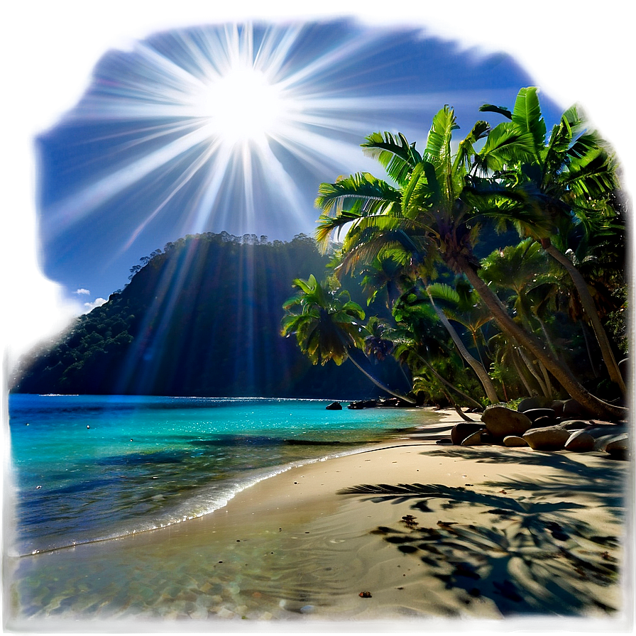 Sunrays On A Secluded Beach Png 3 PNG Image