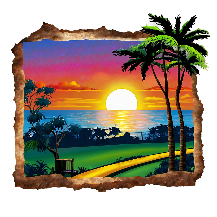 Sunset And The City Park Png Yft PNG Image