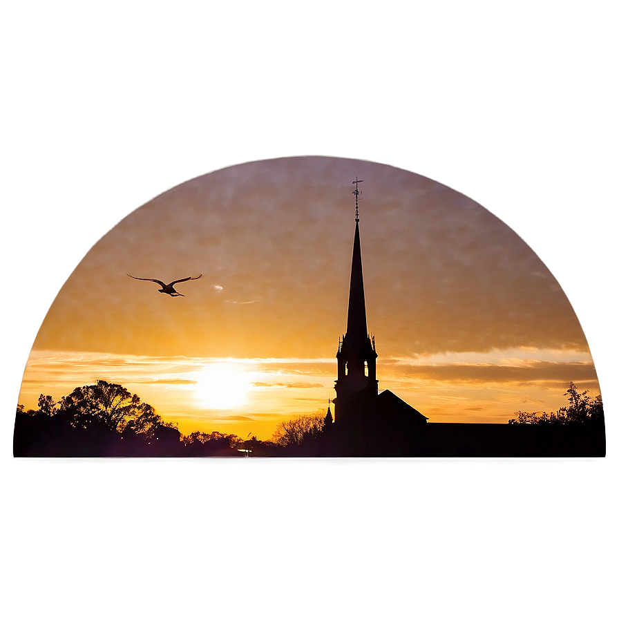 Sunset Behind Church Silhouette Png Yox92 PNG Image