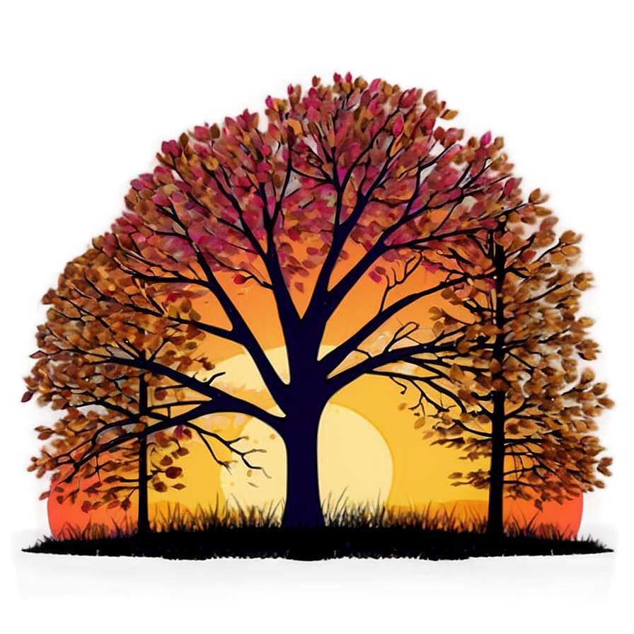 Sunset Behind Fall Trees Png 57 PNG Image