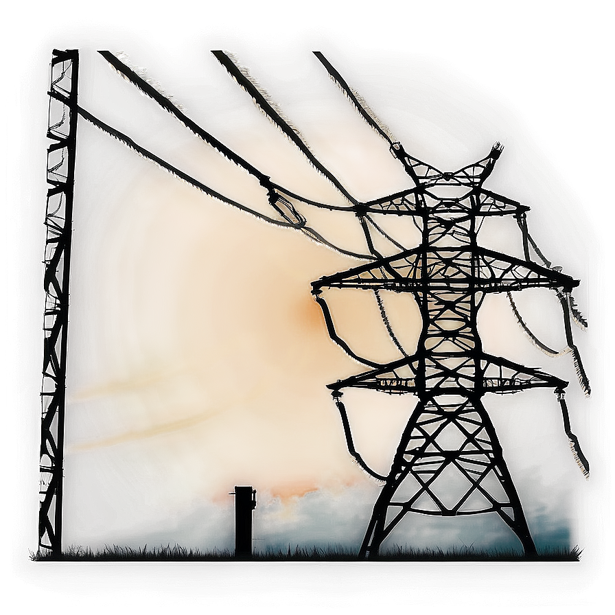 Sunset Behind Power Lines Png Ata PNG Image