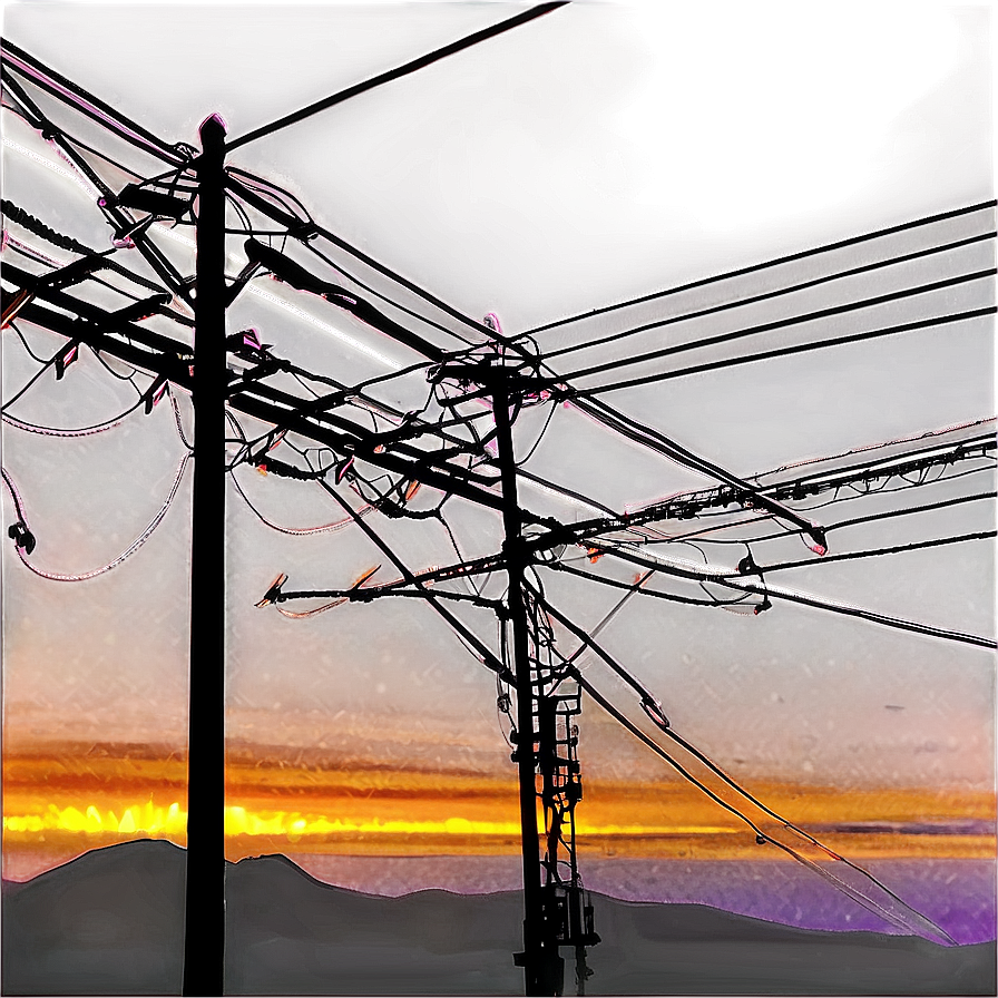 Sunset Behind Power Lines Png Dbx32 PNG Image